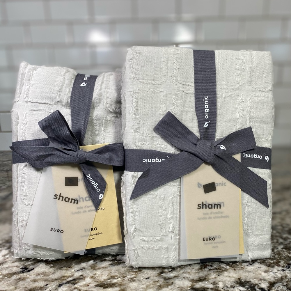 West Elm Clipped Jacquard Squares Euro Shams set